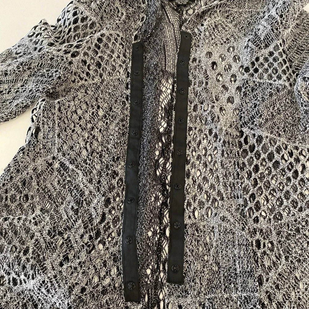 Venice Blue Crochet Lace Hooded Cardigan Gray‎ Free Size S/M Boho - Picture 5 of 8